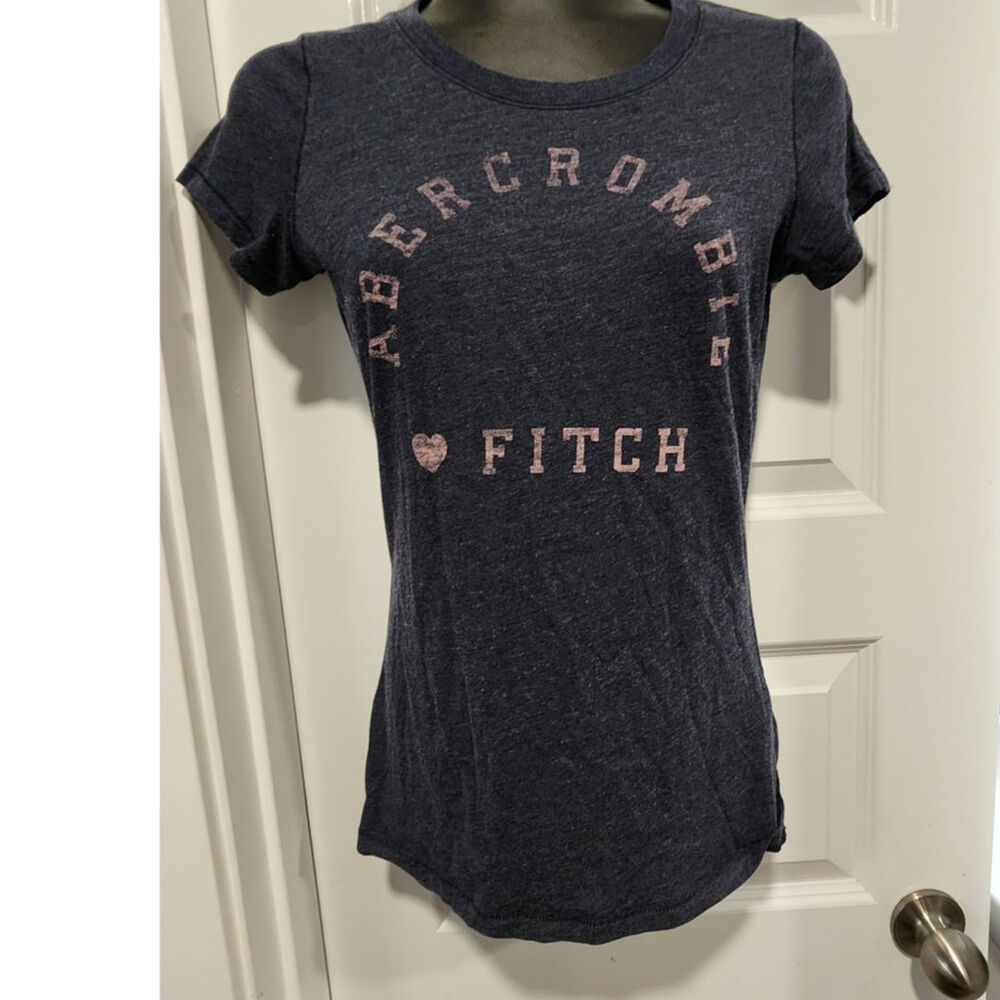 Abercrombie & Fitch Women's Graphic Tee Shirt Small S Blue Logo Vintage Style